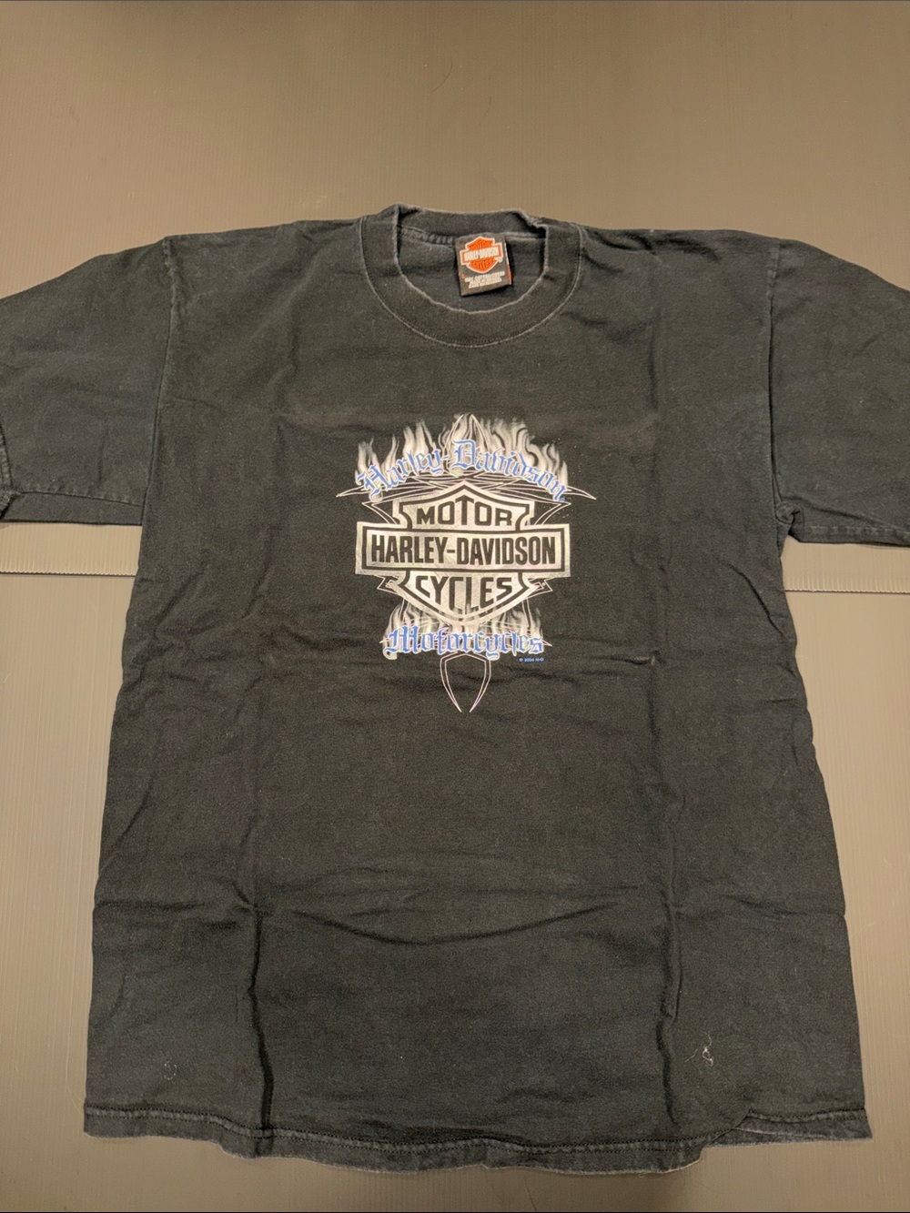 Harley-Davidson Black Short Sleeve Tee with Blue Accent Logo